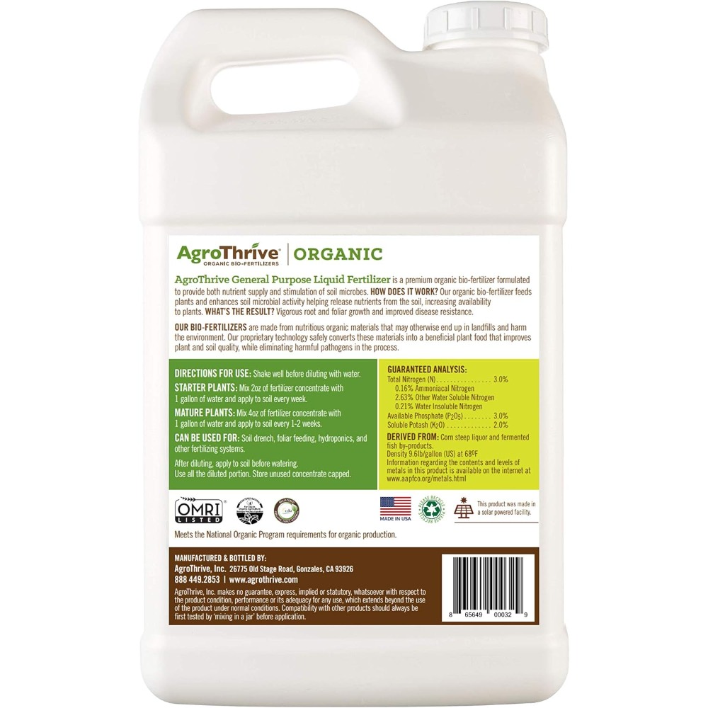 AgroThrive All Purpose Organic - đánh giá và giá Liquid Fertilizer All In